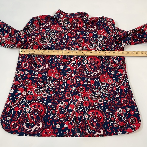 Talbots Long Sleeve Button Down Shirt XL Colorful Print 100% Cotton EUC - Picture 6 of 10
